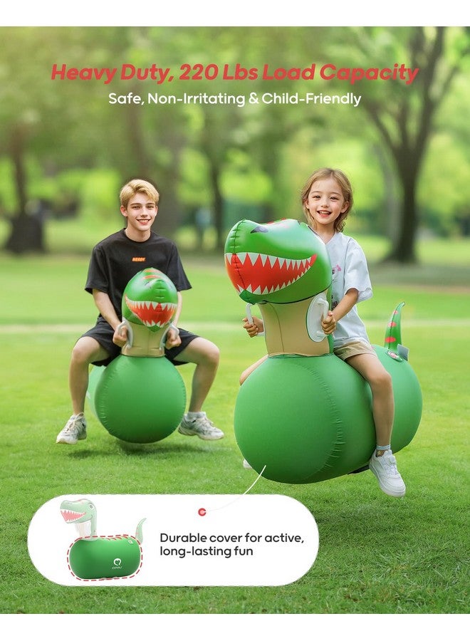 QPAU Inflatable Bouncy Dinosaur Toys 2 Pcs With Hand Pump, Heavy Duty Giant Bouncy Pal, 220Lbs Load Capacity, Ride On Bouncy Animal Hopper Toy, Indoor Outdoor Bouncers For Kids Girls Boys Ages 5+ - Image 4