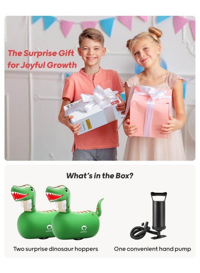 QPAU Inflatable Bouncy Dinosaur Toys 2 Pcs With Hand Pump, Heavy Duty Giant Bouncy Pal, 220Lbs Load Capacity, Ride On Bouncy Animal Hopper Toy, Indoor Outdoor Bouncers For Kids Girls Boys Ages 5+ - Image 5