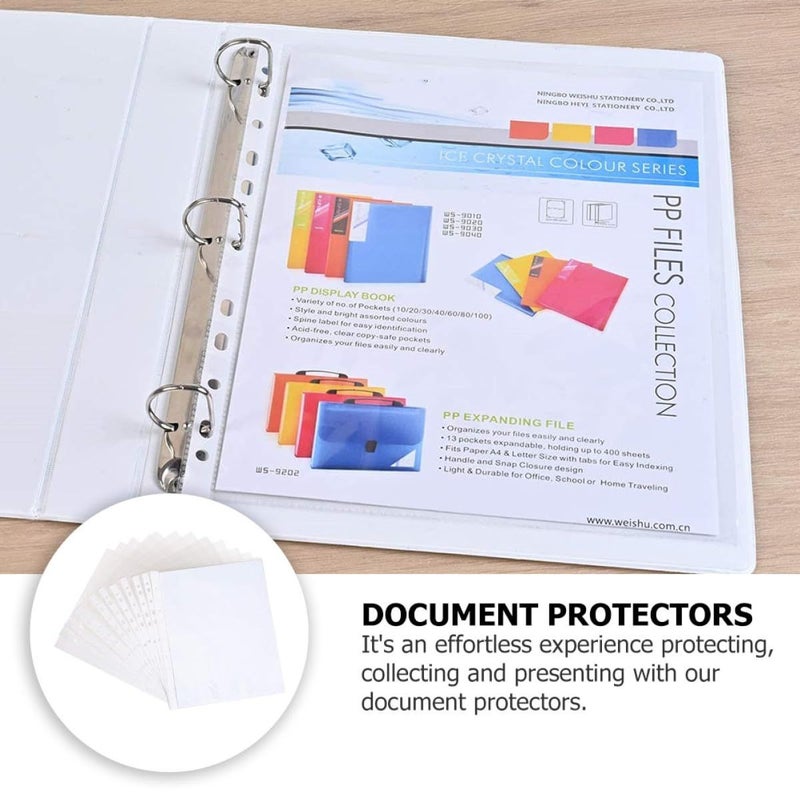 200 A4 Sheet Protectors 11 Hole Clear Document Sleeves Thick Film With Reinforced File Holders For Office Binder School - Image 4