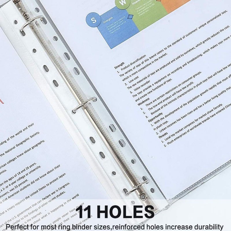 200 A4 Sheet Protectors 11 Hole Clear Document Sleeves Thick Film With Reinforced File Holders For Office Binder School - Image 5