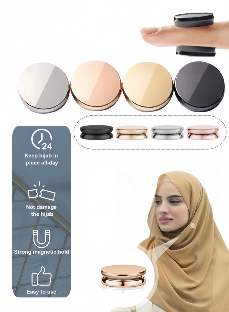 Eilimi 4pcs Strong Magnetic Hijab Pins,Multi-Purpose No-Snag Hijab Magnets for Clothing Women Head Scarf Magnetic Clasp Pinless Muslim Hijab Pins for Women Scarves(4 Colors) - Image 1