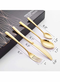 KASTWAVE Gold Silverware Set, 24PCS Gold Forged Stainless Steel Flatware Set, Tableware Service for 4, Kitchen Utensil Set for Home, Restaurant, Dishwasher Safe, Western Cutlery Knife, Fork Spoon Gift Box Set  - Image 4