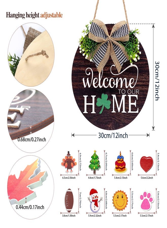 SNILOAW Interchangeable Seasonal Welcome Sign Front Door Decorations, Round Wood Wreath for Outdoor, Farmhouse, Porch Perfect for New Home Housewarming Gift, Valentine's, Easter, Christmas Home Decor - Image 4