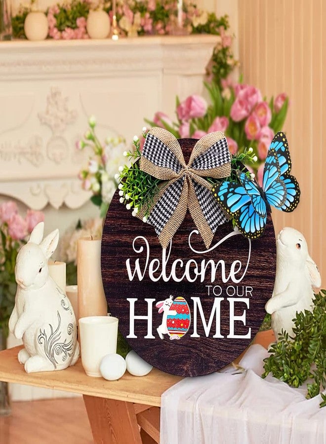 SNILOAW Interchangeable Seasonal Welcome Sign Front Door Decorations, Round Wood Wreath for Outdoor, Farmhouse, Porch Perfect for New Home Housewarming Gift, Valentine's, Easter, Christmas Home Decor - Image 5