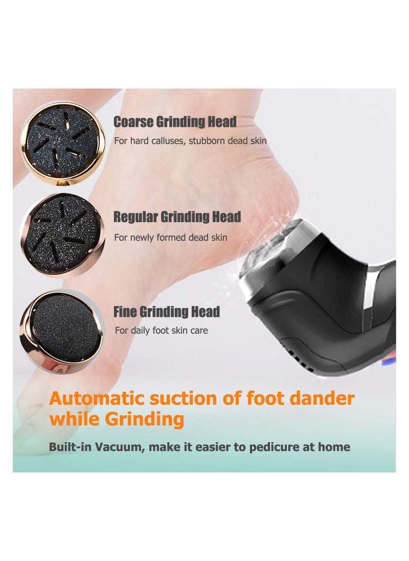 General Rechargeable Electric Foot Callus Remover, 3 Grinding Heads Portable Waterproof Foot File, Professional Pedicure Tools Feet Care for Dead, Hard Dry Skin-Black 1200mAh  - Image 3