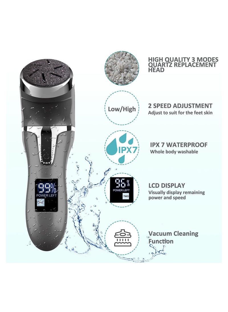 General Rechargeable Electric Foot Callus Remover, 3 Grinding Heads Portable Waterproof Foot File, Professional Pedicure Tools Feet Care for Dead, Hard Dry Skin-Black 1200mAh  - Image 2