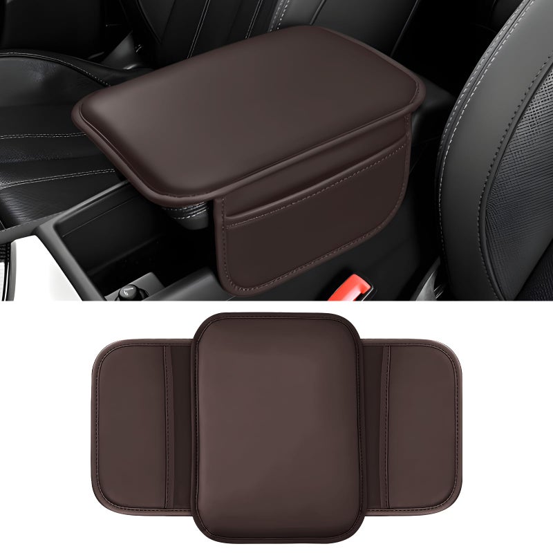 Wogomz Car Center Console Cover 11683 Leather Car Armrest Cushion Pad with 2 Storage Pockets Comfortable Arm Rest Box Cover Mat for Most Vehicles Universal Interior Accessories Black - Image 3
