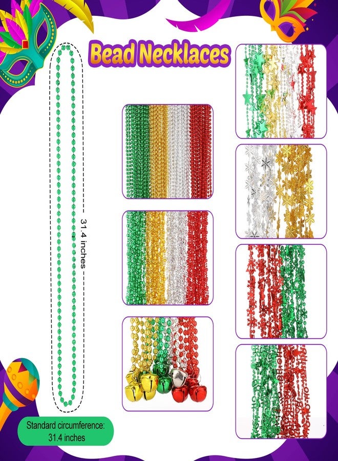 Civaner Mardi Gras Bead Necklaces Bulk Red Green Gold 31.4 Inch Mardi Gras Necklace Throws for Irish Parade Throw Party Supplies Favors(300 Pcs, Snow) - Image 2