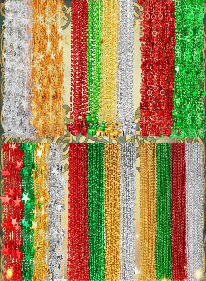 Civaner Mardi Gras Bead Necklaces Bulk Red Green Gold 31.4 Inch Mardi Gras Necklace Throws for Irish Parade Throw Party Supplies Favors(300 Pcs, Snow) - Image 1