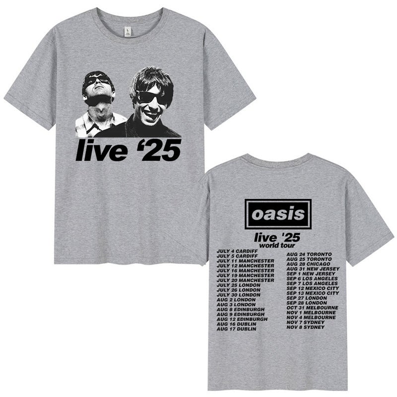 British Rock Band O-Oasis Live 25 Tour T-Shirts Mens Womens C - Image 1