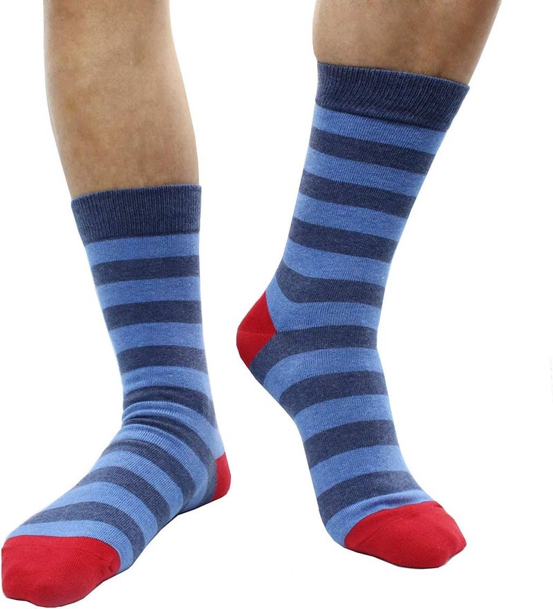 TOEJYJ Mens Fun Dress Socks, Pattern Funny Casual Socks Pack, Colorful Striped Cotton Novelty Socks Size 10-13 - Image 4