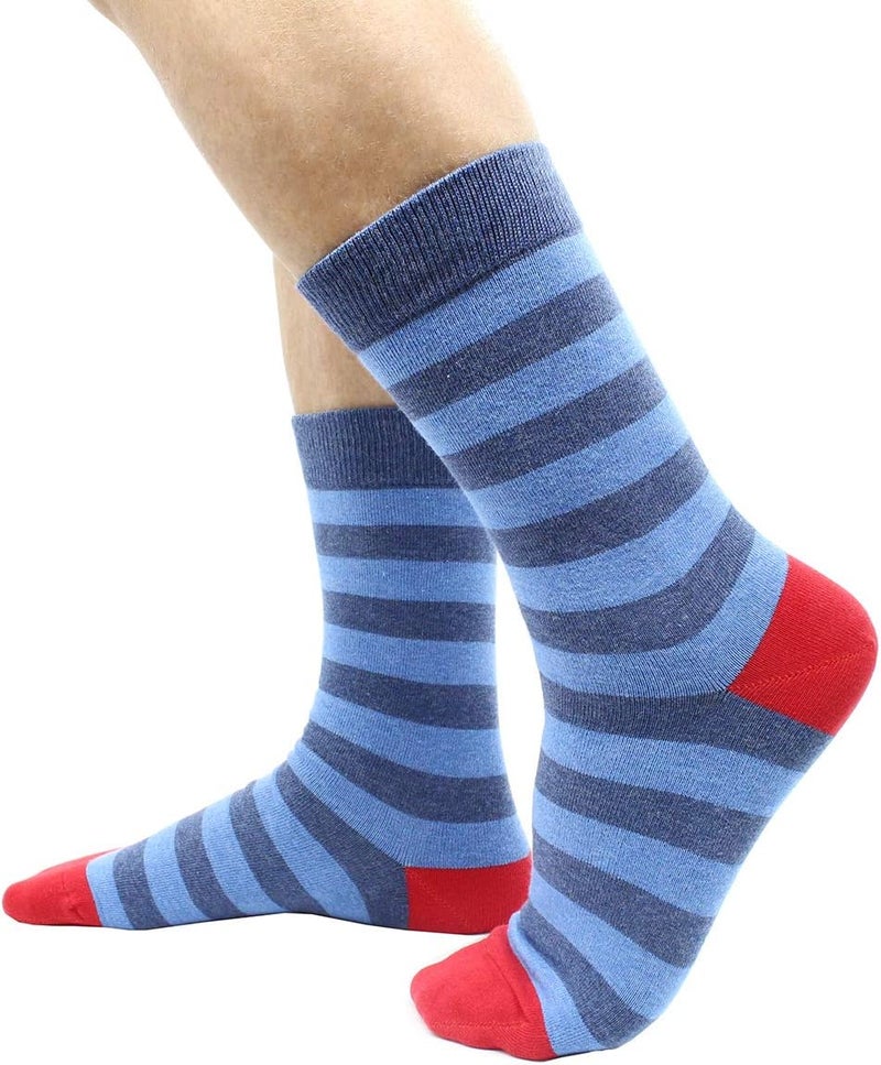 TOEJYJ Mens Fun Dress Socks, Pattern Funny Casual Socks Pack, Colorful Striped Cotton Novelty Socks Size 10-13 - Image 3