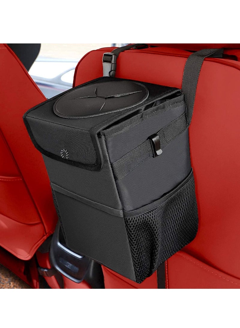Arabest - Car Trash Can with Lid, Car Trash Bag Automotive Garbage Can, Vehicle Trash Bin Container for Car with Storage Pockets - Image 1