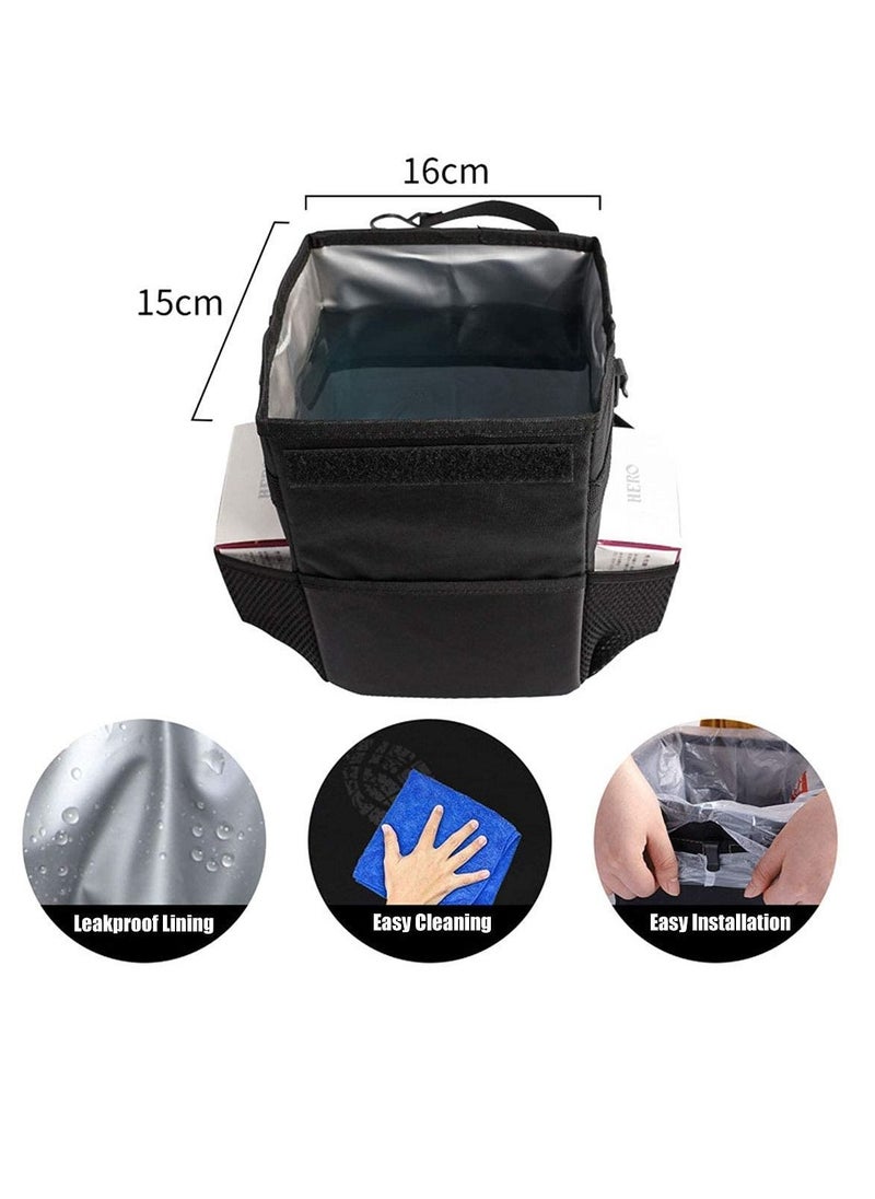 Arabest Car Trash Can with Lid, Car Trash Bag Automotive Garbage Can, Vehicle Trash Bin Container for Car with Storage Pockets  - Image 2