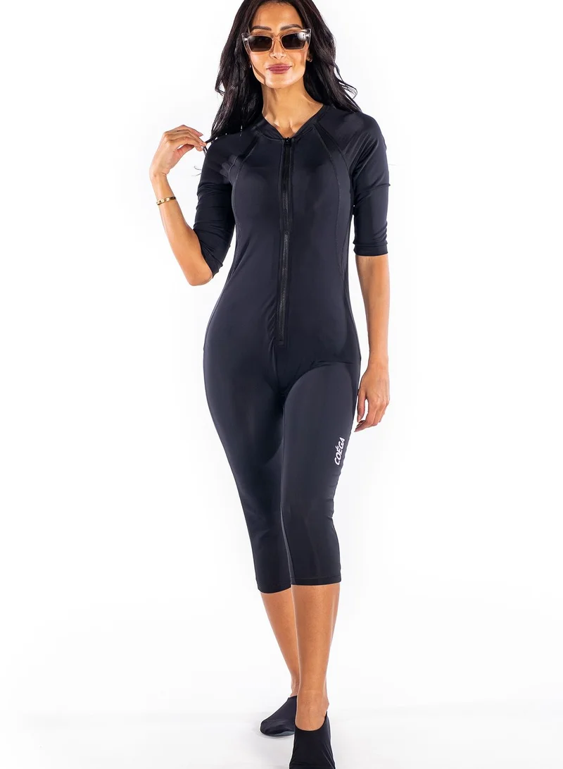 Coega Logo Print Zip Detail Swimsuit