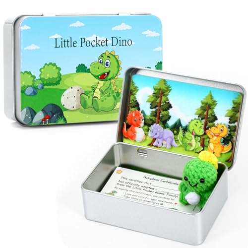 JULEASEL Little Pocket Dino Mini Dinosaur in a Tin Box Cute Collectible Dinosaur Keepsake for Friend Travel Buddy Thoughtful Gift - Image 1