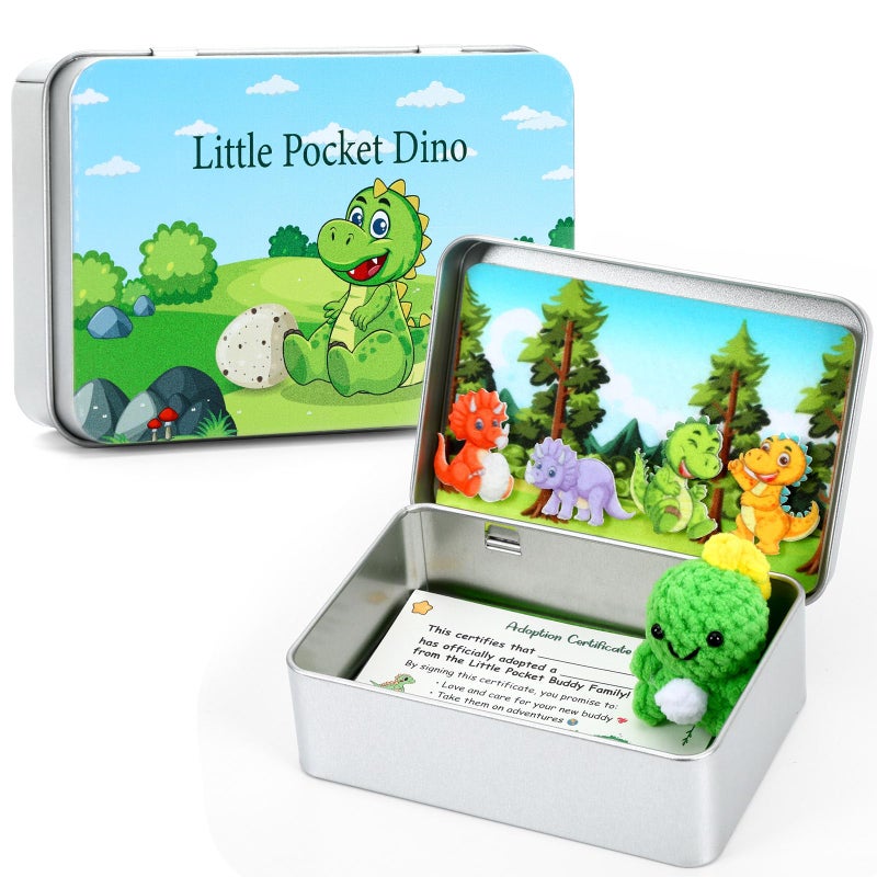 JULEASEL Little Pocket Dino Mini Dinosaur in a Tin Box Cute Collectible Dinosaur Keepsake for Friend Travel Buddy Thoughtful Gift - Image 3