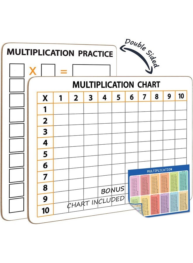 Scribbledo Dry Erase Multiplication Chart Whiteboard 9" X 12" Multiplication Table Double Sided Times Table Math Manipulatives White Board For Kids Students Classroom And Home Mini Lapboard Game - Image 1