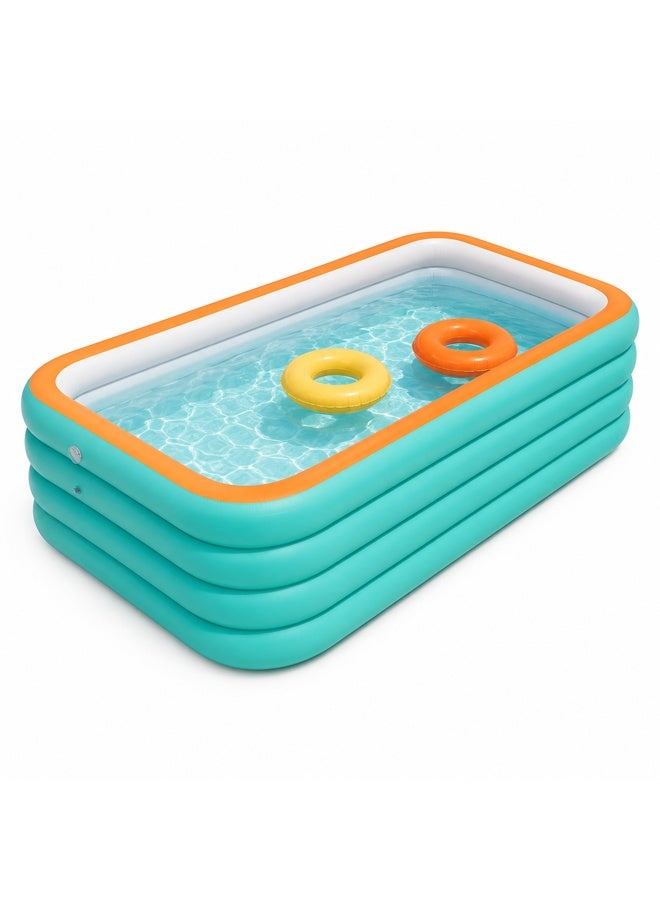 keke Large Inflatable Swimming Pool 150x105x68cm Family Sized 4-Ring Blow Up Pool for Kids & Adults Outdoor Backyard Garden Summer Water Fun - Image 1