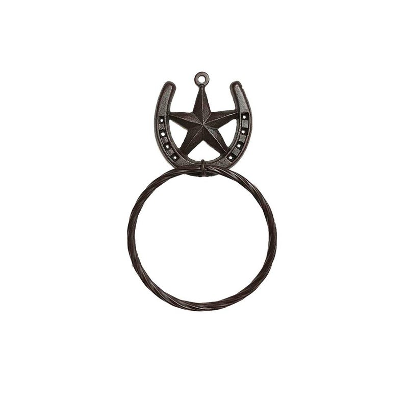 MB Treasure Gurus Texas Barn Star Western Decor Horseshoe Bath Towel Ring