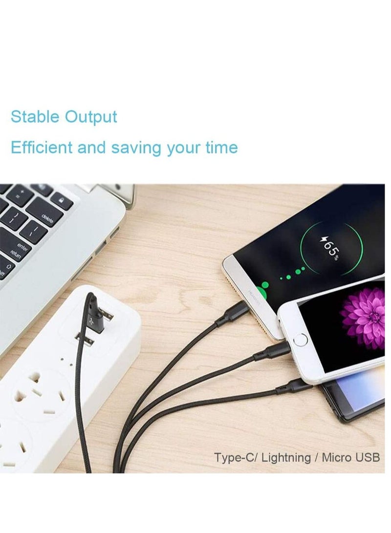 تايجر 3-in-1 Fast Charging Cable – USB Multi Charger Cord with Lightning, Type-C & Micro USB Connectors | Compatible with iPhone, Samsung, Huawei, Oppo, Tablets & More | Durable & Tangle-Free - Image 4