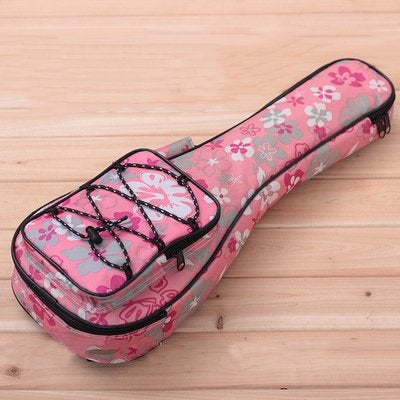 HOT SEAL 10MM Waterproof Durable Colorful Ukulele Case Bag with Storage (23/24in, Pink Flowers) - Image 3