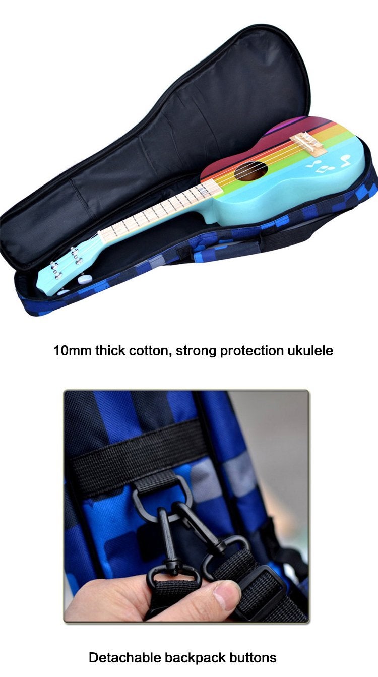 HOT SEAL 10MM Waterproof Durable Colorful Ukulele Case Bag with Storage (23/24in, Pink Flowers) - Image 5