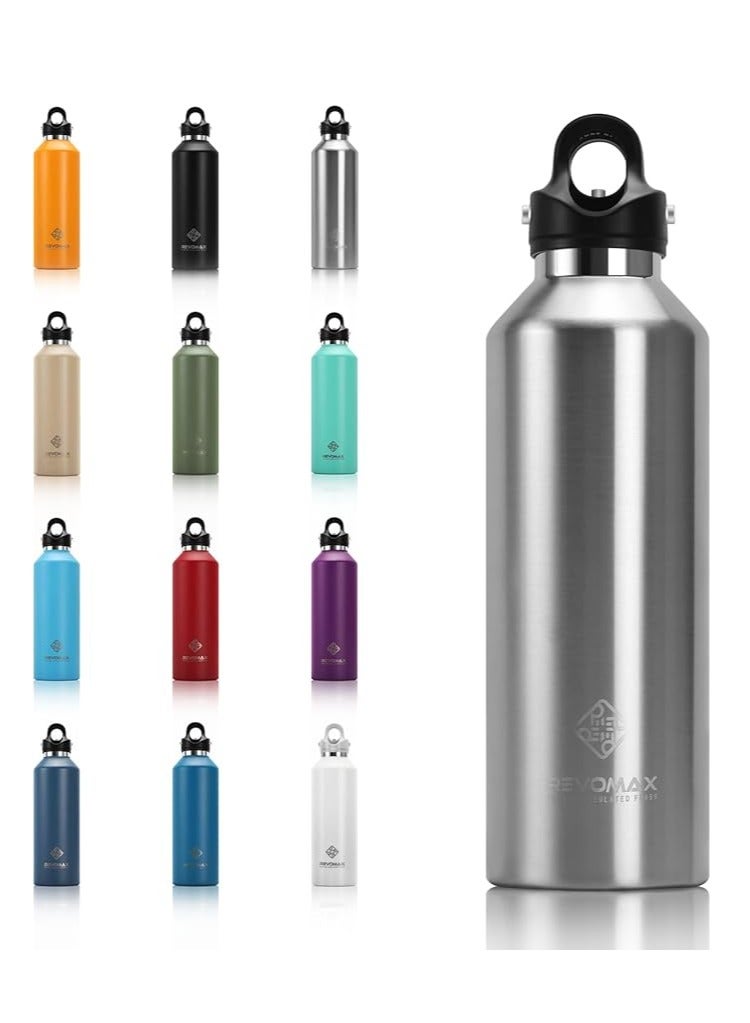 RevoMax Double Walled Vacuum Insulated Water Bottle, Copper Plated, Insulated Thermos Flask, Twist-Free Cap, 18/8 Stainless Steel, BPA-free, Phthalate-free, No Flavour-Staining, 20oz/592ml, Galaxy Silver - Image 2