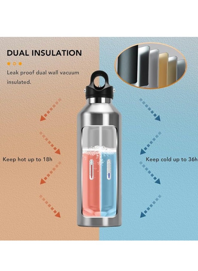 RevoMax Double Walled Vacuum Insulated Water Bottle, Copper Plated, Insulated Thermos Flask, Twist-Free Cap, 18/8 Stainless Steel, BPA-free, Phthalate-free, No Flavour-Staining, 20oz/592ml, Galaxy Silver - Image 3