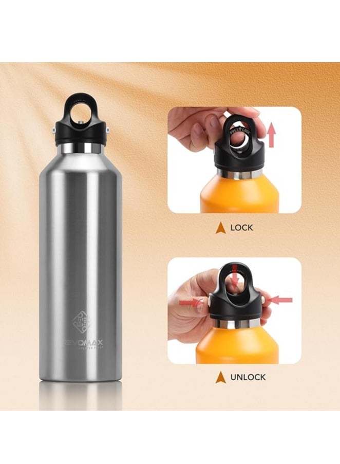 RevoMax Double Walled Vacuum Insulated Water Bottle, Copper Plated, Insulated Thermos Flask, Twist-Free Cap, 18/8 Stainless Steel, BPA-free, Phthalate-free, No Flavour-Staining, 20oz/592ml, Galaxy Silver - Image 4