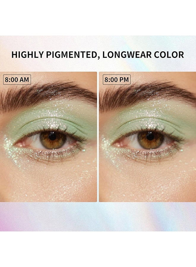 QIC Liquid  Eyeshadow, Metallic & Shimmer Finish, Long Lasting, Non-Creasing, Smudge-proof, Lightweight Formula Liquid Eyeshadow for All Skin Tones, Buildable Color (08 Mint Green) - Image 3