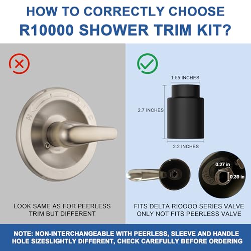 KANDENT Replacement for Delta Faucet Ashlyn 14 Series Single-Function Shower Valve Trim Kit, Matte Black Shower Trim Kit Shower Handle T14064-BL(Without Cartridge) - Image 4