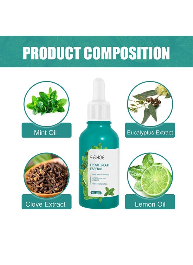 EELHOE - Fresh Breath Essence-Bad Breath Treatment for Adults,100% natural anti bacterial Dry and Bad Mouth Smell Removing Drops – Easy to Carry and Handy Fresh Breath Oil-serum 30 ml - Image 1