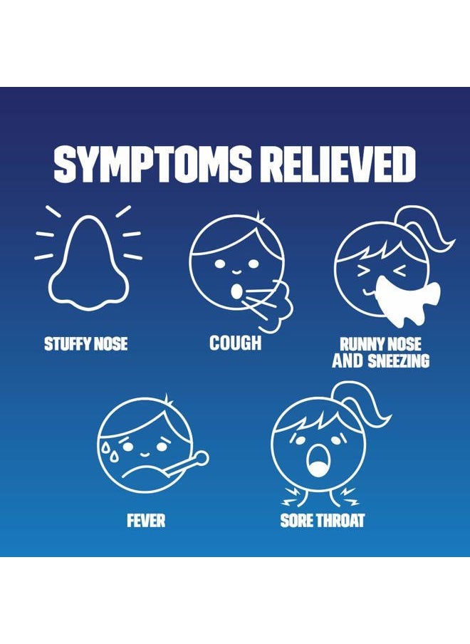 MUCINEX Cold and Fever, Children's Multi-Symptom, Night Time Cold Liquid, Mixed Berry, 4oz, Reduces Fever, Controls Cough, Relieves Stuffy Nose, "Packaging May Vary"  - Image 2