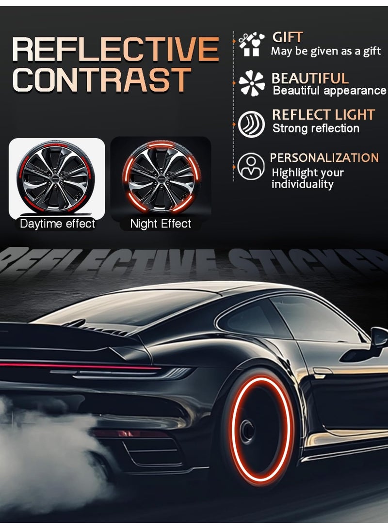 Halamodo 20PCS Car Wheel Reflective Decorative Strip,Night Safety Warning Stickers,Cars,Motorcycles,Bicycles are Applicable, Colorful and Diverse, a Street The Most Beautiful Car (Red) - Image 3