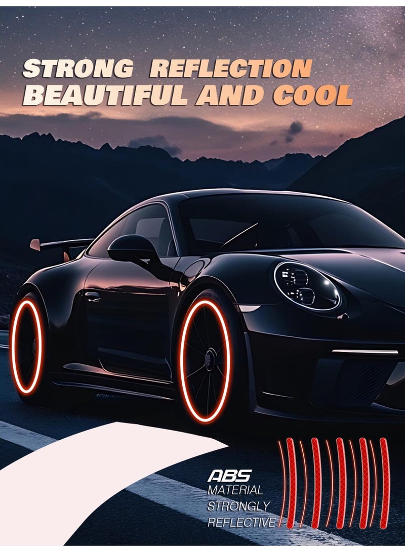Halamodo 20PCS Car Wheel Reflective Decorative Strip,Night Safety Warning Stickers,Cars,Motorcycles,Bicycles are Applicable, Colorful and Diverse, a Street The Most Beautiful Car (Red) - Image 4