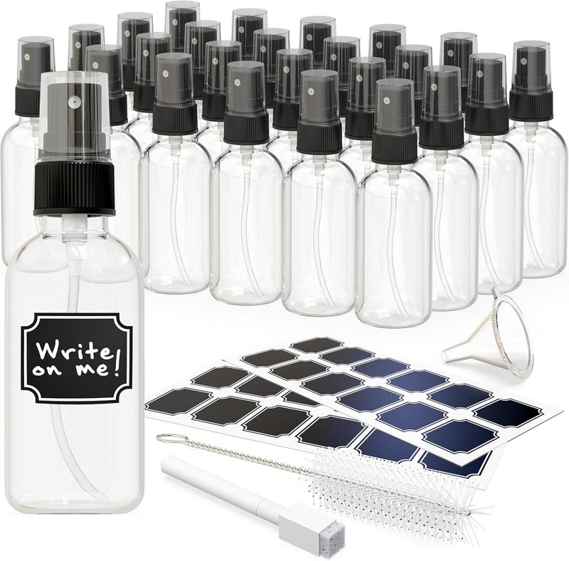 NEVLERS Nevlers 24PK Clear Small Spray Bottle 2 Oz Set |Versatile Ultra Fine Mist Spray Bottles | Mini Spray Bottle | Face Spray Bottle, Glass Spray Bottle for Hair, Essential Oil Spray Bottle Spritzer 