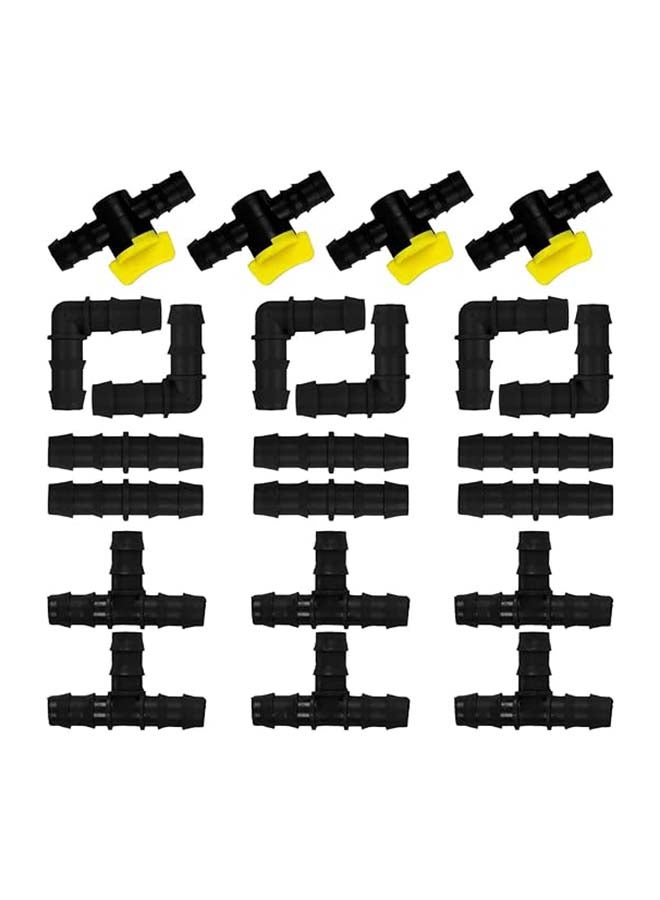 Generic 16mm Drip Irrigation Pipe Fittings, Accessories, Elbows, Tee, Straight Connectors, Taps (25 Pieces Each, Total 100pieces)