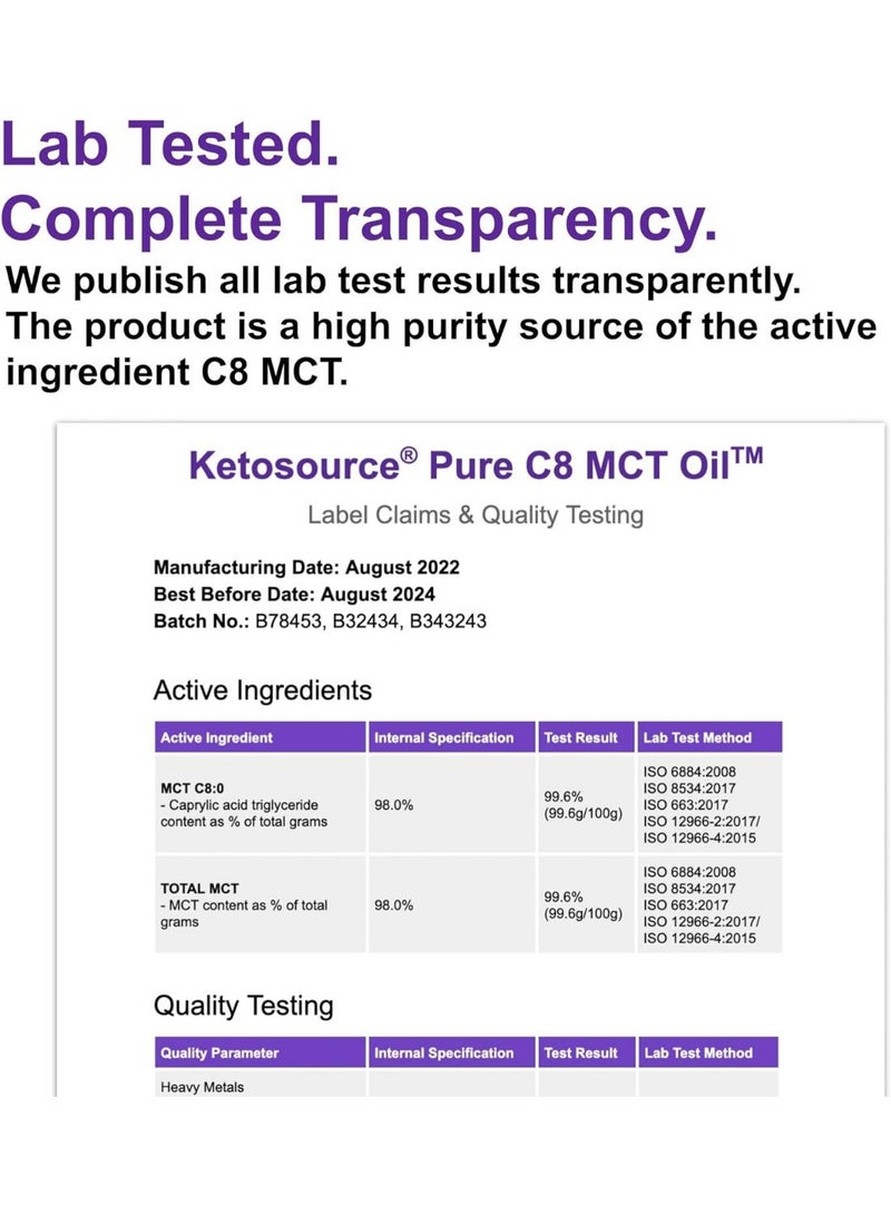 Ketosource Pure C8 MCT Oil  500 Ml Glass Edition - Image 4