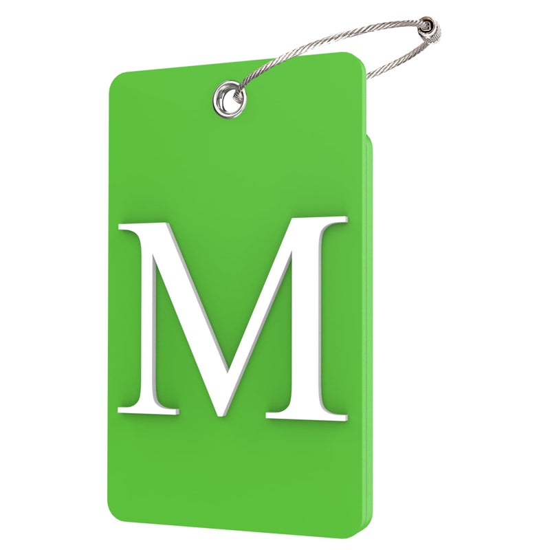 Gostwo 2 Pack Luggage Tags for Suitcases 26 Initial Letter Travel Luggage Baggage Identification Labels ID Tag Fully Bendable Tags with Stainless Steel Loop Green Letter M - Image 3