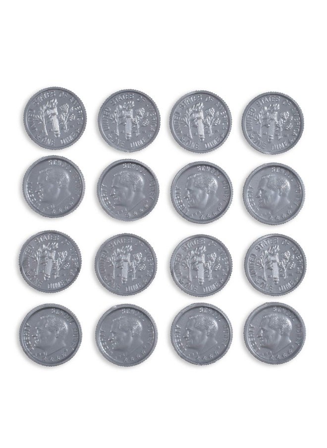 Learning Advantage -7523 Play Dimes - Set Of 100 Plastic Coins - Designed And Sized Like Real Us Currency - Teach Money Math With This Pretend Play Resource  - Image 2