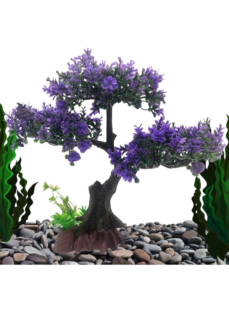 Soofam Fish Tank Plants - Artificial Fish Tank Decorations | Plant Waterscape, Blossom Tree & Grass Aquarium Decor Set, Hides Accessories for Decor - Image 5