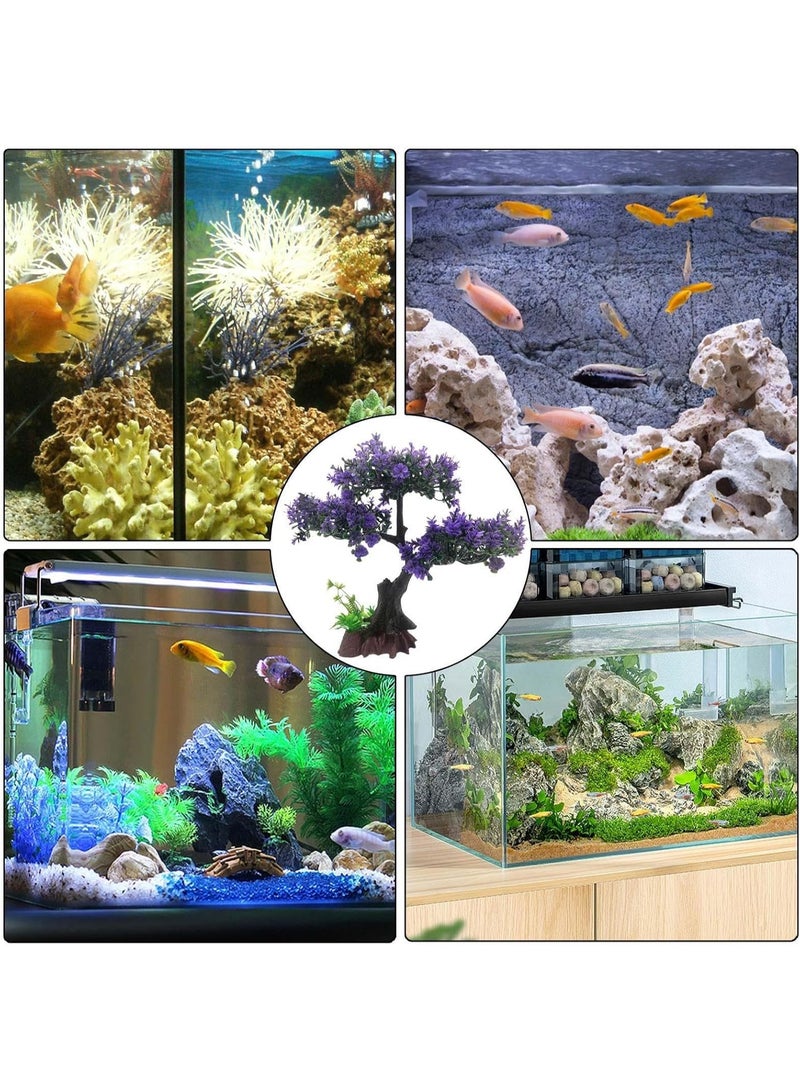 Soofam Fish Tank Plants - Artificial Fish Tank Decorations | Plant Waterscape, Blossom Tree & Grass Aquarium Decor Set, Hides Accessories for Decor - Image 3
