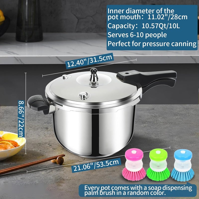 Peterboo Stainless Steel Pressure Cooker 10 Quart, Induction Stove Top Pressure Cooker with Pressure Indicator Safeguard Devices, Compatible with Gas & Induction Cooker - Image 4