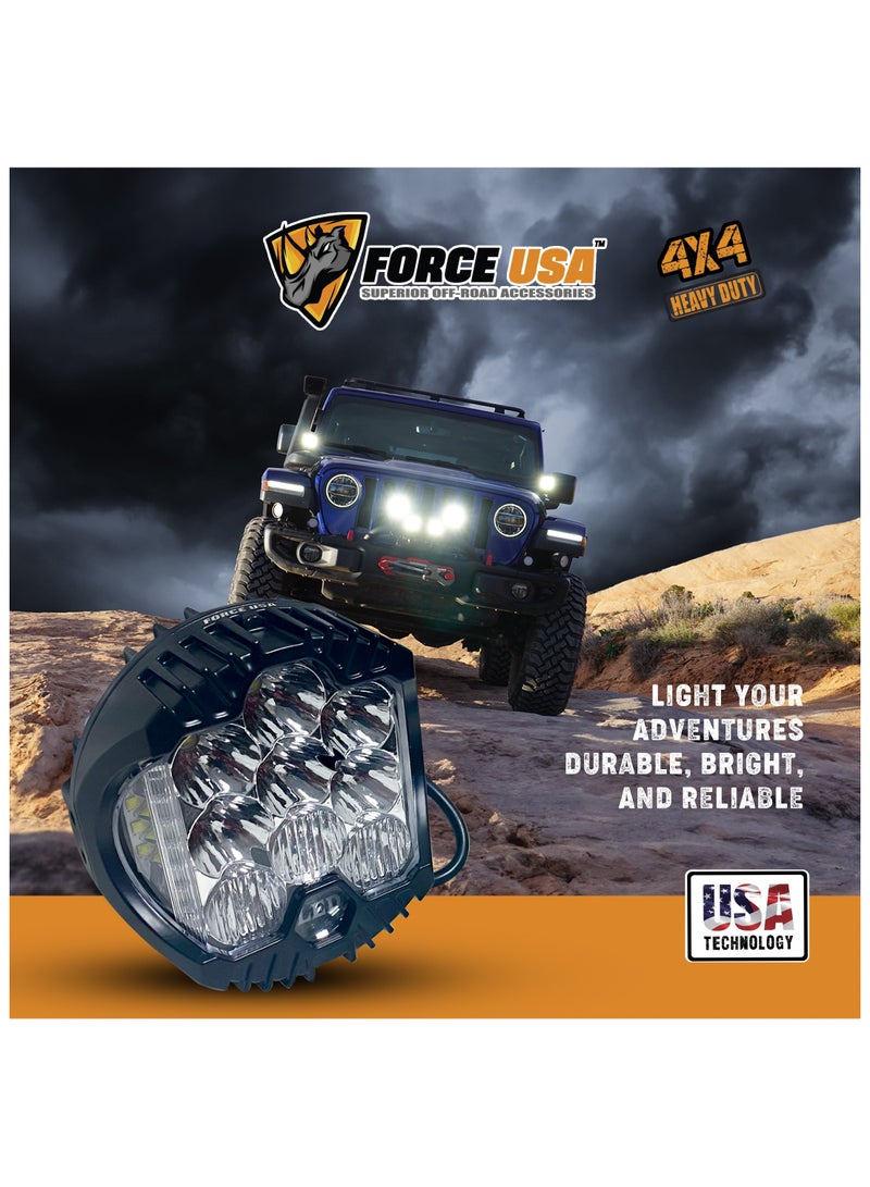 FORCE USA مصباح تخييم دائري LED - مصباح مدمج، متين، ومتعدد الاستخدامات للتخييم، القيادة على الطرق الوعرة، إصلاح المركبات، والطوارئ مع أداء طويل الأمد - Image 4