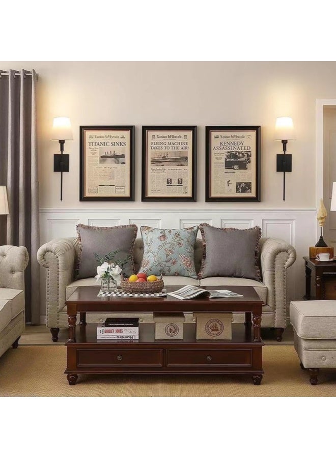 2 Pcs Slim Wall Sconces with Fabric Shade Industrial Wall Lighting Lamps Fixtures Wall Mounted Sconce for Mirror Hallway Kitchen Bedroom Living Room Bathroom，Black - Image 3