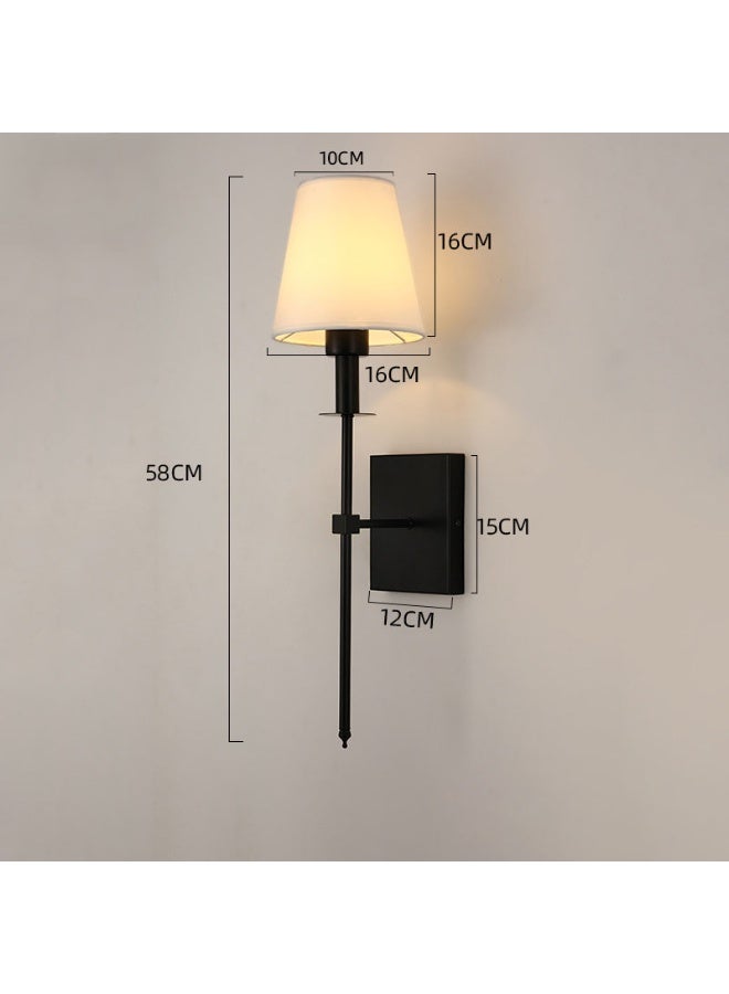 2 Pcs Slim Wall Sconces with Fabric Shade Industrial Wall Lighting Lamps Fixtures Wall Mounted Sconce for Mirror Hallway Kitchen Bedroom Living Room Bathroom，Black - Image 2