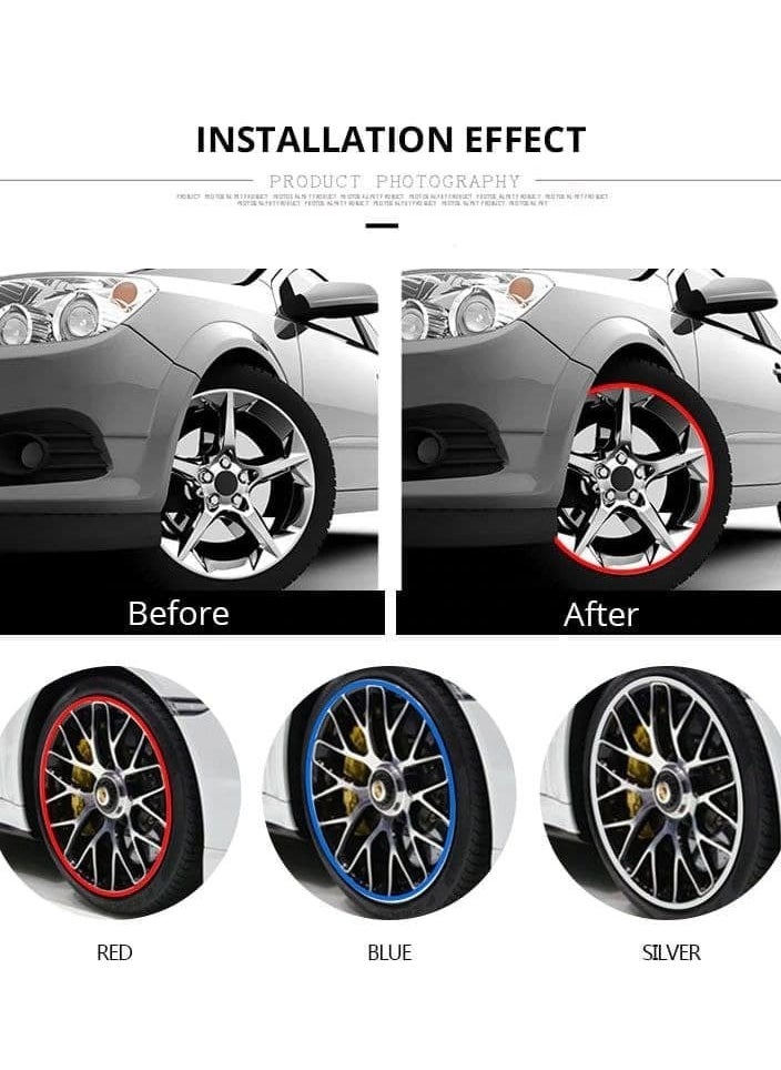 Car Wheel Rim Protector for Motorcycles Scooters Car Tire Edge Decoration Tape Car Tire Edge Protector Scratch Protector Bumper Protector for All Models and Sizes (Blue)