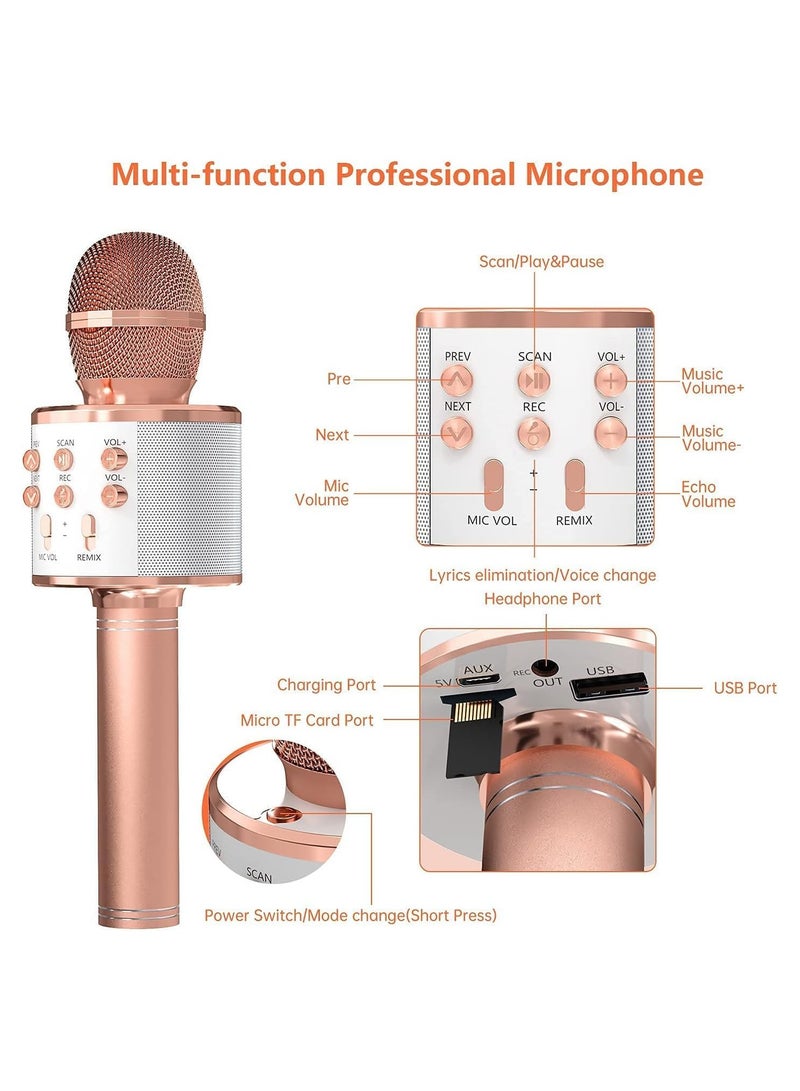 2-Pack Wireless Bluetooth Karaoke Microphones - Portable Handheld Mics with Built-In Speaker (Rose Gold & Silver) - Image 5