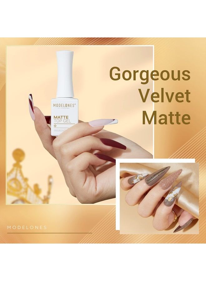 modelones Matte Gel Top Coat, 3 Pcs No Wipe Gel Top and Base Coat,Velvet Matte Glossy Shine Clear Effect Soak Off Nail Lamp Long Lasting Gel Polish Gel Top Base Coat for Home Salon Use, 10ml - Image 2